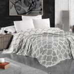 Miespiga Damask Design Çift Taraflı Jakarlı Keten Pamuk Dokuma Battal Boy(King Size) 240X260CM Antialejik Nefes Alabilen Dört Mevsim Pike Yatak Örtüsü - Antrasit - 240 x 260 cm
