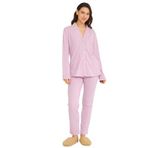 Miespiga Kadın Gömlek Pantolon Pijama Takımı (Pembe, M)