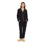 Miespiga Kadın Gömlek Pantolon Pijama Takımı (Siyah, M)