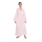 Miespiga Kadın Müslin Bornoz | Müslin Sabahlık | Kadın Lohusa Sabahlık | Müslin Kimono - Kaftan | Plaj Giyim (Leopar Açık Pembe, L-XL)