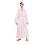 Miespiga Kadın Müslin Bornoz | Müslin Sabahlık | Kadın Lohusa Sabahlık | Müslin Kimono - Kaftan | Plaj Giyim (Leopar Açık Pembe, S-M)