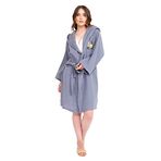 Miespiga Ördek Nakışlı Kısa Kapüşonlu Müslin Kadın Bornoz - L - XL - Antrasit
