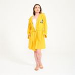 Miespiga Ördek Nakışlı Kısa Kapüşonlu Müslin Kadın Bornoz - L - XL - Sarı