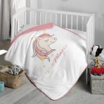 Miespiga Unicorn Elyaflı Bebek Battaniyesi 75X100 - Beyaz - 75 x 100 cm