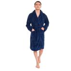 Miespiga Welsoft Teddy Erkek Sabahlık Bornoz Ev Giyim Ropdöşambır Çeyiz (Lacivert Şal Yaka, L-XL)