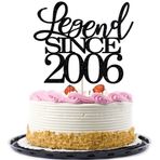 Migeaks efsane 2006'dan beri pasta süsü 18. doğum günü mutlu yıllar pasta topper erkekler ve kadınlar tezahürat 18 yaşında el yapımı siyah parıltılı kek dekorasyonu