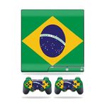MightySkins Kaplama Sony Playstation 3 PS3 Slim Skins + 2 Controller Skins Sticker Brezilya Bayrağı ile Uyumlu