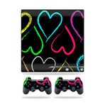 MightySkins Kaplama Sony Playstation 3 PS3 Slim Skins + 2 Controller Skins Sticker Hearts ile Uyumlu