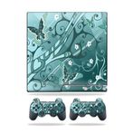 MightySkins Kaplama Sony Playstation 3 PS3 Slim Skins + 2 Controller Skins Sticker Kelebek Mavisi