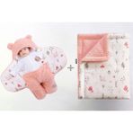 migie 0-4 Ay Bebek Dış Kundak ve Battaniye Seti Wellsoft Pembe (Mantar Desenli)