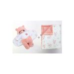 migie 0-4 Ay Bebek Dış Kundak ve Battaniye Seti Wellsoft Pembe (Uykucu Tavşan Desenli)