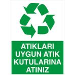 Mıgnatıs - Atıkıarı Uygun Atık Kutularına Atınız Levhası - Sac Malzeme 50 x 70 cm
