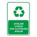 Mıgnatıs Atıkları Uygun Atık Kutusuna Atalım Levhası - Sac Malzeme 35X50Cm