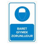 MIGNATIS - Baret Giymek Zorunludur Levhası - Sac Malzeme 35x50cm