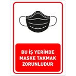 Mıgnatıs Bu İşyerinde Maske Takmak Zorunludur Yazısı Sac Malzeme 35 x 50 cm Syl29