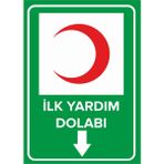 Mıgnatıs - İlk Yardım Dolabı Aşağı Ok Levhası - Sac Malzeme 50 x 70 cm