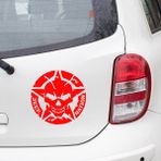 Mıgnatıs Jeep Nation Yazılı Yuvarlağın Içinde Korkutucu Kuru Kafa Sticker 45 cm - Kırmızı