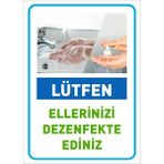 Mıgnatıs Lütfen Ellerinizi Dezenfekte Ediniz Mavi Renk Sticker Etiket Afiş Yapıştırma 50 x 70 cm Syl39