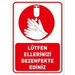 Mıgnatıs Lütfen Ellerinizi Dezenfekte Ediniz Simgeli Kırmızı Rnk Sticker Etiket Afiş Yapıştırma 50 x 70 cm Syl40