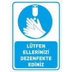 Mıgnatıs Lütfen Ellerinizi Dezenfekte Ediniz Simgeli Mavi Renk Sac Malzeme 50 x 70 cm Syl41
