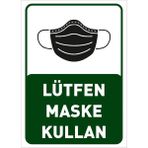 Mıgnatıs Lütfen Maske Kullan Yazısı Pankartı Tabelası Sac Malzeme50 x 70 cm Syl44