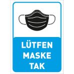 Mıgnatıs Lütfen Maske Tak Yazısı Pankartı Tabelası Sac Malzeme50 x 70 cm Syl46