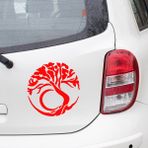 Mıgnatıs Yuvarlak Içinde Köklü Ağaç Duvar Araç Sticker 25 cm - Kırmızı
