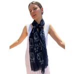 MIGURA Kadınlar için şal, baş örtüsü, atkı, aksesuar, fular, duvak, kaşmir, Filistin tarzı, yaz ve kış için, ipek, viskoz, çizim, koyu mavi, kediler, mavi, uyarlanabilir, Mavi, Adaptable