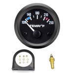 Mihaly 2 İnç 52mm Su Sıcaklığı Göstergesi Evrensel Araç İşaretçisi Su Sıcaklığı Ölçer Kiti 100-250 Fahrenheit Beyaz LED Arka Işık Sıcaklık Sensörü ile 12 V Araba Kamyon SUV Tekne için