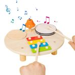 Mihaly 4 In 1 Davul Seti Ahşap Müzik Vurmalı Çalgı Çok Fonksiyonlu Müzik Vurma Masası Ksilofon Kazıyıcı Çan Davul Zili 2 Vurma Çubuğu ile Ritim Beat Seti Doğum Günü Hediyesi için