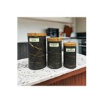 MİHMAN HOME 3'lü Metal Kavanoz Set Sugar-tea-coffee Siyah