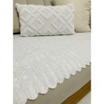 Mihra Home Bambu Çizgili Süngerli Kadife Kaymaz Koltuk Örtüsü (Sadece Oturma Yerini Kapatır) 85X210 Pembe - Krem