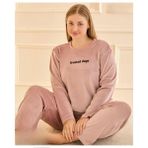 Mihra Kadın Kışlık Bisiklet Yaka Kadife Battal Pijama Takımı 132213P - 1 Adet