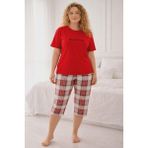 Mihra Kadın Milan Büyük Beden Bisiklet Yaka Kısa Kol Kapri Pijama Takımı 50503K - 1 Adet - Kırmızı - 3XL