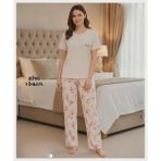 Mihra Kadın Ring Viskon Düğmeli Yaka Kısa Kol Likralı Pijama Takımı 40112B - 1 Adet