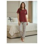 Mihra Kadın Ring Viskon Düğmeli Yaka Kısa Kol Likralı Pijama Takımı 40112BO - 1 Adet