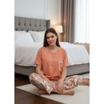 Mihra Kadın Ring Viskon Düğmeli Yaka Kısa Kol Likralı Pijama Takımı 40112K - 1 Adet