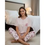 Mihra Kadın Ring Viskon Düğmeli Yaka Kısa Kol Likralı Pijama Takımı 40112P - 1 Adet