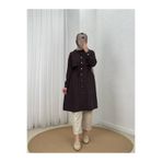 MİHRA STORE Biray Metal Düğmeli Bolerolu Uzun Tunik-GS6289 Kahve