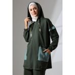 Mihran Butik Kadın Haki Yeşili Mevsimlik Penye Alt Üst Spor ve Rahat Tesettür Takım