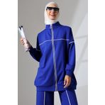 Mihran Butik Kadın Saks Mavisi Mevsimlik Penye Alt Üst Spor ve Rahat Tesettür Takım