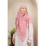 Mihrisina Collection Sufle Tesettür Khimar Şal Orta Boy - Standart - 00406 Pembe