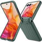 Miimall Motorola Razr 50 Ultra ile uyumlu kılıf, menteşe korumalı + ekran koruyuculu, [üç boyutlu kare doku] kaymaz darbeye dayanıklı cep telefonu kılıfı Moto Razr 50 için ultra yeşil