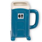 MIJOMA Eğlenceli kahve kupası Porta Potty şantiye tuvaleti tasarımında, Dolomit seramikten pratik kulplu kupa, 330 ml kahve deneyimi, 2 renkte - 13 x 10 cm (mavi)