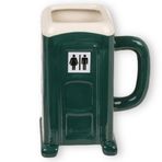 MIJOMA Eğlenceli kahve kupası Porta Potty şantiye tuvaleti tasarımında, Dolomit seramikten pratik kulplu kupa, 330 ml kahve deneyimi, 2 renkte - 13 x 10 cm (yeşil)