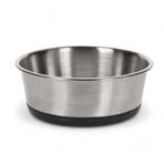 MIJOMA Paslanmaz çelik mama kabı, silikon alt kısmı kaymaz, köpek ve kediler için, bakımı kolay (14 x 5 cm)