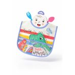 Mika Kids Mavi Renkli Dinozor Desenli Erkek Bebek Su Geçirmez Mama Önlüğü