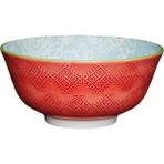 Mikasa Glazed Sırlı Seramik Gri Çiçek Desenli Kırmızı Kase - 0 - 1 lt