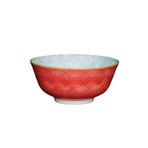 MIKASA KCBOWL13 Sırlı Seramik Gri Çiçek Desenli Kırmızı Kase