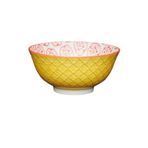 MIKASA KCBOWL30 Sırlı Seramik Kase Sarı Çiçek Desenli